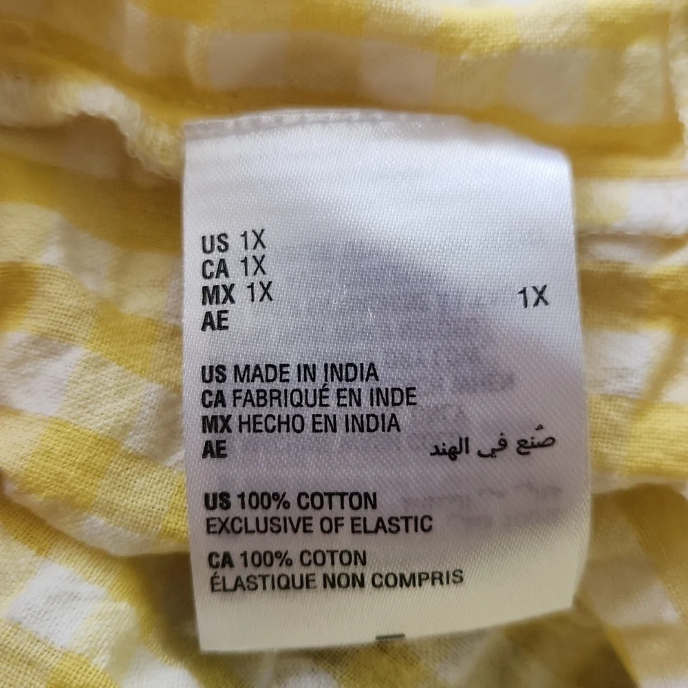 And Now This Dress Milkmaid Cotton Lace-up-Back Puffed Sleeves Tiered Gingham 1X - Picture 12 of 15